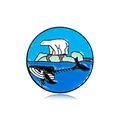 Broche en émail ours polaire et squelette de baleine pour protection de l'environnement - Style Ours Polaire Squelette Baleine(CZ0119-2)