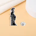 Macro detail of enamel Li Bai poet brooch with Chinese calligraphy and silver clutch back - Poet Silhouette Black Style (CZ0315)