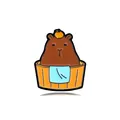 Cute Capybara bathing alloy pin with orange and blue towel design in enamel finish - Bathing Style (CZ0488-2)