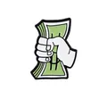 Emaille-Anstecknadel mit weißer Hand, die ein Bündel grüner Geldscheine fest hält - Hand Mit Banknote Stil(CC439)