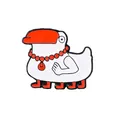 Lustige weiße Gans Emaille-Anstecknadel mit Mehrbein-Design und roter Perlenkette - Stil mit Vielen Beinen und Halskette (CC540)