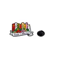 Book Collector enamel pin featuring colorful books and floral accents on a white background - Book Collector Style (CZ0550-3)
