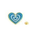 Regenbogen-Herz-Emaille-Anstecknadel in Blau-Verlauf mit goldenem Schmetterlingsverschluss - Blauer Farbverlauf Stil (CZ0483-1)