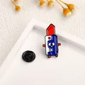 Close-up of a cartoon lipstick enamel pin with red tip and black rubber clutch backing - Cz0529-2