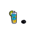 Creative iced lemon tea enamel pin badge with yellow drink and blue ice cubes - Lemon Drink Style (CZ0481-3)