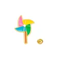 Colorful windmill enamel pin with pink yellow green blue blades and gold butterfly clutch - Colorful Windmill Shape (CZ0484-1)