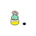 Emaille-Pin mit Cartoon-Kaktus im gelben Topf und rosa Rose für Kleidung - Gelber Topf Kaktus (CZ0436-3)
