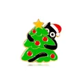 Christmas enamel pin featuring a black cat hugging a decorated green tree - Black Cat Holding Christmas Tree (CZ0416-3)