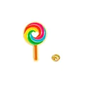 Rainbow enamel lollipop pin with heart cutout and golden butterfly clutch back - Rainbow Heart Lollipop Shape (CZ0484-2)