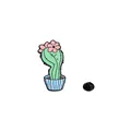 Cartoon Kaktus Emaille Pin mit rosa Blume und blau gestreiftem Topf für Kleidung - Blau Weiß Gestreifter Topf Kaktus (CZ0436-4)
