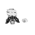 Gothic bat coffin enamel pin with silver butterfly clutch and vampire quote lettering - Coffin Bat Style (CZ0486-2)