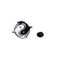 Emaille Tai Chi Yin Yang Koi Fisch Brosche Anstecknadel mit Gummiverschluss - Tai Chi Koi Stil / Schwarz Weiß Grau