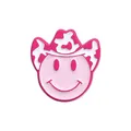 Rosa Smiley-Anstecknadel mit Cowboyhut im Kuhmuster und Emaille-Metall-Finish - Cowboyhut Smiley (QHXZ2383)
