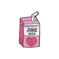 Emaille speld in de vorm van een sapdoos met Positivity Juice 100 procent tekst - Roze Sapdoos Stijl (QHXZ3092)
