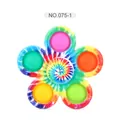 5-petal fidget spinner toy in tie-dye pattern with colorful silicone push bubbles - Colorful Tie-dye Style 1 (NO.075-1)