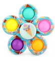 Fidget spinner blu a forma di fiore con bolle colorate e motivi di gelati vari - Stile Cartone Animato Gelato (NO.075-6)