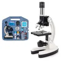 Educational children's microscope set in white and black with blue carrying case - Microscope Portable Toolbox (2110)