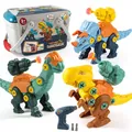 Set dinosauro 3 in 1 da smontare con trapano elettrico e contenitore per bambini - Set di Montaggio Dinosauri (825 Dinosauro Smontabile)