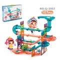 107pcs 3D magnetic tiles marble run building blocks set with tubes and dolls - Model CJ-2002