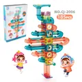 185pcs magnetic marble run building blocks set with colorful pipes and box - Model CJ-2006