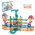 158pcs kids DIY magnetic tiles marble run building set with colorful 3D track tubes - Model CJ-2005