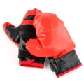 Red and black synthetic leather boxing gloves with adjustable hook-and-loop wrist straps - Kids Boxing Gloves Only (SM168-4A)
