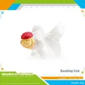 Realistic Danding goldfish miniature model on stand for desktop decor 8x3.5x7.8cm - Red Cap Oranda Goldfish (PL127-1927)
