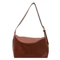 Deep brown leather crescent shoulder bag with adjustable strap and pebble texture - Large / Brown