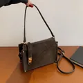 Retro dark brown square shoulder bag with gold hardware and dual adjustable straps - Brown