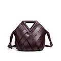 Borsa a tracolla bordeaux intrecciata con manico a triangolo e tracolla regolabile rosso - Rosso
