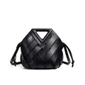 Borsa a tracolla in pelle intrecciata nera con manico triangolare e design puro - Nero