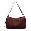 Deep burgundy matte suede tote bag with adjustable shoulder strap for women - Coffee