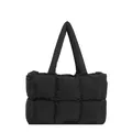 Sac fourre-tout matelassé noir en duvet avec texture bouffante et larges anses - Sans pendentif / Noir