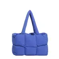 Sac fourre-tout matelassé bleu pour femme en nylon rembourré doux de grande capacité - Sans pendentif / Bleu