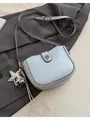 Sac bandoulière bleu clair en simili cuir avec bordure marron et breloque étoile - Bleu (Avec Pendentif)