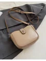 Borsa a tracolla vintage beige dal design minimal con trama increspata e chiusura argento - Cachi (Senza Ciondolo)