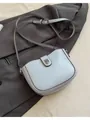Borsa a tracolla azzurra minimalista in pelle vintage con bordi marroni - Blu (Senza Ciondolo)