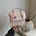 Chic pink polka dot PU leather backpack with heart pendant and adjustable straps - Pink