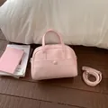 Bolso tipo cubo minimalista en cuero PU rosa claro con bolsillo frontal y bandolera - Sin colgante / Rosa