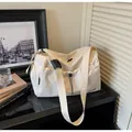Borsa a tracolla da viaggio beige grande per donna, borsone sportivo molto versatile - Bianco Sporco