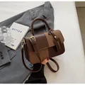 Contrast color patchwork crossbody bag in dark brown and caramel suede finish - Large / Coffee
