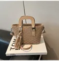 Beige pleated bucket bag with silver H-buckle and elegant leather tassel detail - Light Khaki