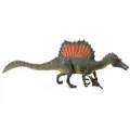 Spinosaurus dinosaur toy model in grey-green with orange sail on a white background - Fishing Spinosaurus Style (JZD032)