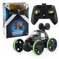 2.4GHz mini RC stunt car set in black and neon green with remote and gift box - Black