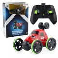 Red 2.4G wireless remote control stunt car set with controller and colorful packaging - Red