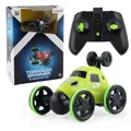 Lime green 2.4G wireless RC stunt car with remote controller and product packaging - Green