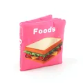Livre éducatif en tissu pour bébés, thème alimentaire rose avec illustration de sandwich - Nourriture