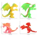 Set of 4 colorful dragon animal figures in green, red, and orange for kids - Candy Colored Mythical Series