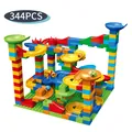 DIY colorful marble run building blocks set with 344 pieces for kids creative play - 344 Pieces