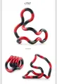 Macro detail of red and black modular stress relief toy with flexible rotating joints - Wacky Rope Red Black